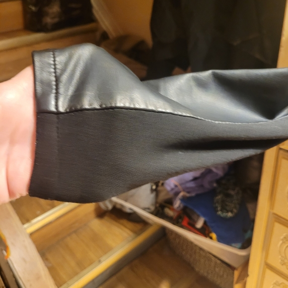 Faux leather jacket.  With material on arms. Very cute - Picture 3 of 12